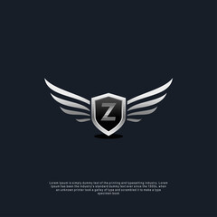 Letter Z shield wings concept logo luxury concept template