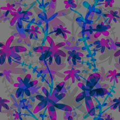 Jungle. Floral endless pattern. Exotic flowers. For textiles, fabrics, clothing, packaging, paper, decoration.