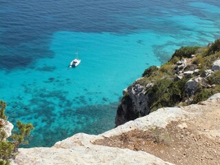 Blue mediterranean water of the island of Formentera