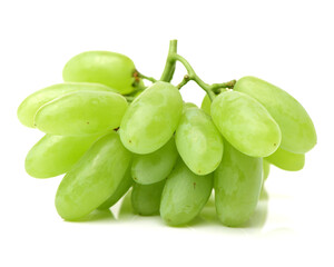 Green grapes on white background