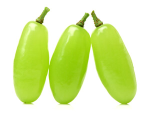 Green grapes on white background