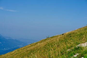 Green hill and blue sky