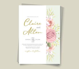 Wedding invitation design with pink roses