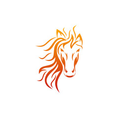 Animal Horse Flame Logo Design
