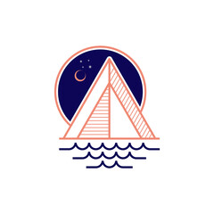 Mountain Ocean Minimalist Logo Design