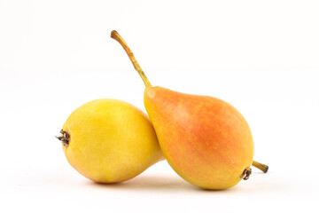 Yellow and red pears in studio 