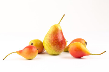 Yellow and red pears in studio 