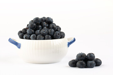 Blueberry on white background in studio