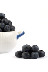 Blueberry on white background in studio