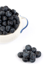 Blueberry on white background in studio