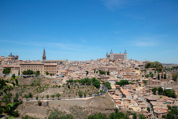 Fototapeta na wymiar Toledo, a medieval city in Spain seen from afar