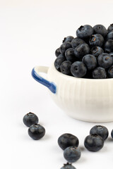 Blueberry on white background in studio