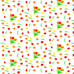 Tulip bouquet pattern. On a white background. Baby clothes. Gift paper.