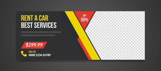 Rent car web banner and facebook post template - obrazy, fototapety, plakaty
