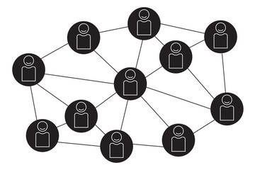 Symbol of people connect among themselves. Concept of teamwork, connection, communication. Vector illustration isolated on white background.