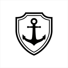 Anchor with shield logo design template vector.