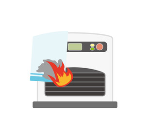 石油ストーブからの出火による火事　ベクターイラスト　　 ©  NiSihSion