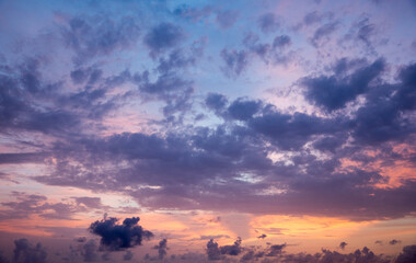Colorful sunset sky over tranquil sea surface