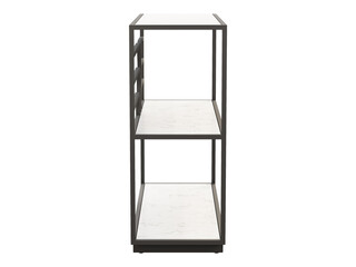 Modern console table with metal base and marble shelves. 3d render