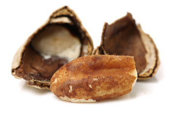 Brazil nuts on white background