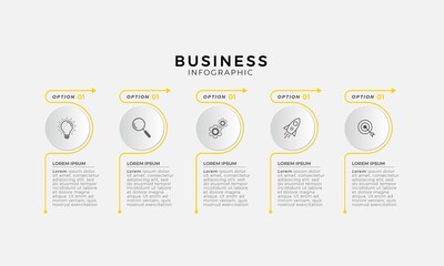 Business Infographic Thin line design with numbers 5 options or step