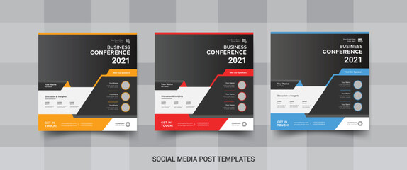 Business conference social media post templates for promotion 