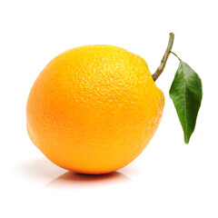 orange fruit with leaf isolated