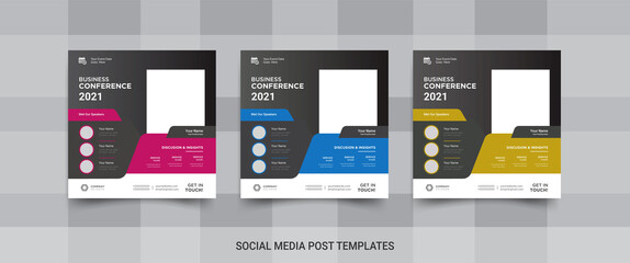 Business conference social media post templates for promotion 