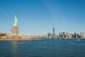 Beautiful sunny views towards the iconic Freedom tower and financial district from Upper Bay Hudson...