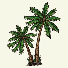Obraz premium Green tropical palm trees