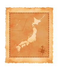 Old vintage Japan map vector illustration