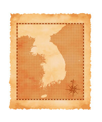 Old vintage Korea ( South Korea ) map vector illustration