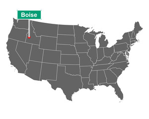 Fototapeta na wymiar Boise Ortsschild und Karte der USA