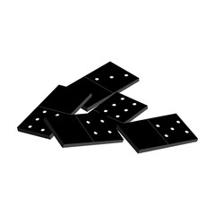 dice from the board game dominoes, black tiles with white spots