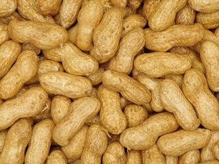 The Closeup of boil peanut thai style on white background