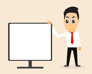 Business presentation in concept Business training. Vector flat cartoon design.