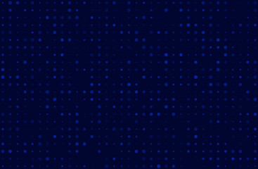 Dark blue background with dots of different sizes. Halftone pattern. General design for banners, cards, and wallpapers. Vector