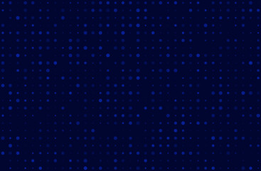 Dark blue background with dots of different sizes. Halftone pattern. General design for banners, cards, and wallpapers. Vector