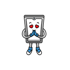 Cute smartphone mascot design illustration