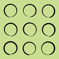 Black vector hand drawn highlight circle set isolated