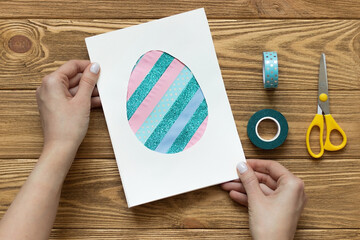 DIY paper card for Easter, step by step tutorial, step 6
