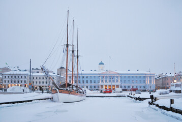 Cloudy winter day in Helsinki