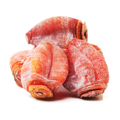 dried persimmon on white background 