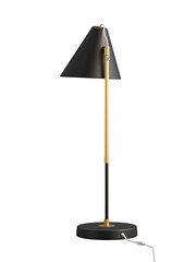 Modern polished powder coated brass and black metal table lamp. 3d render