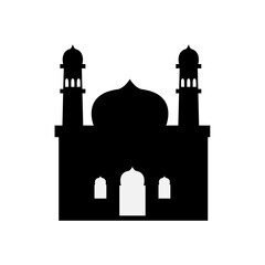 Mosque with dome flat vector illustration, icon mosque, islamic symbol.
