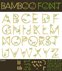 Bamboo Font. Full A-Z alphabet with each letter as their own group. Simply rearrange to create new words.

Both beige and green bamboo letters and all assets included.