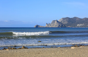 Summer travel across Crimea. Seashore near the city of Sudak