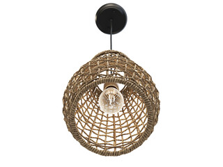 Obraz premium Mid-century modern pendant lamp with natural finished rattan shade. 3d render