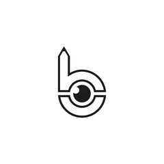 B letter, eye and pencil. Vector symbol