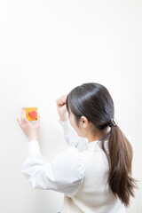 Woman trying to press the emergency switch